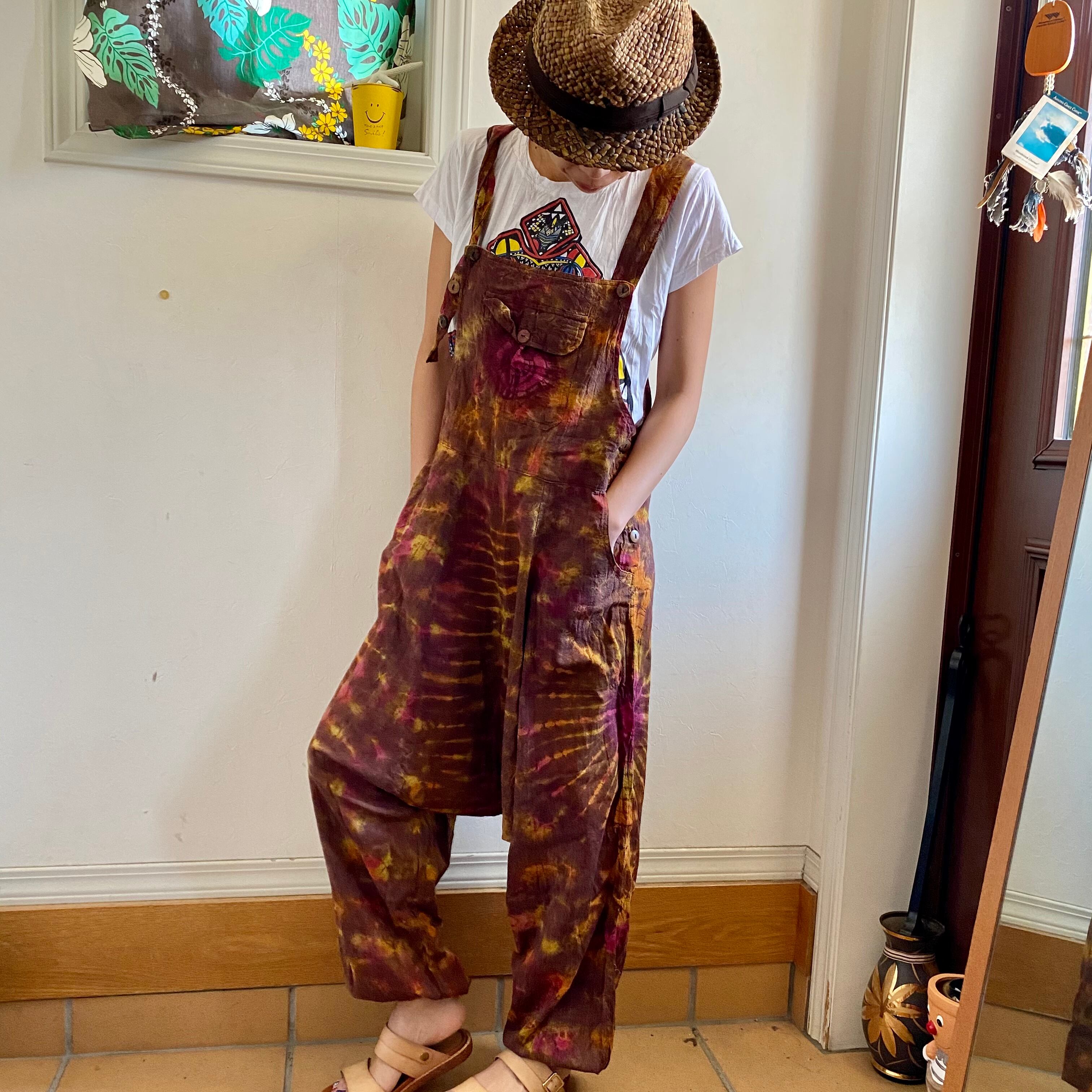 当店だけの限定モデル エスニック アジアン タイダイ サロペット