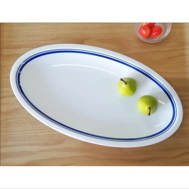 『コントルノ ブルー』プラター31cm　大皿　楕円皿　カフェ風食器　おしゃれな食器　業務用食器　