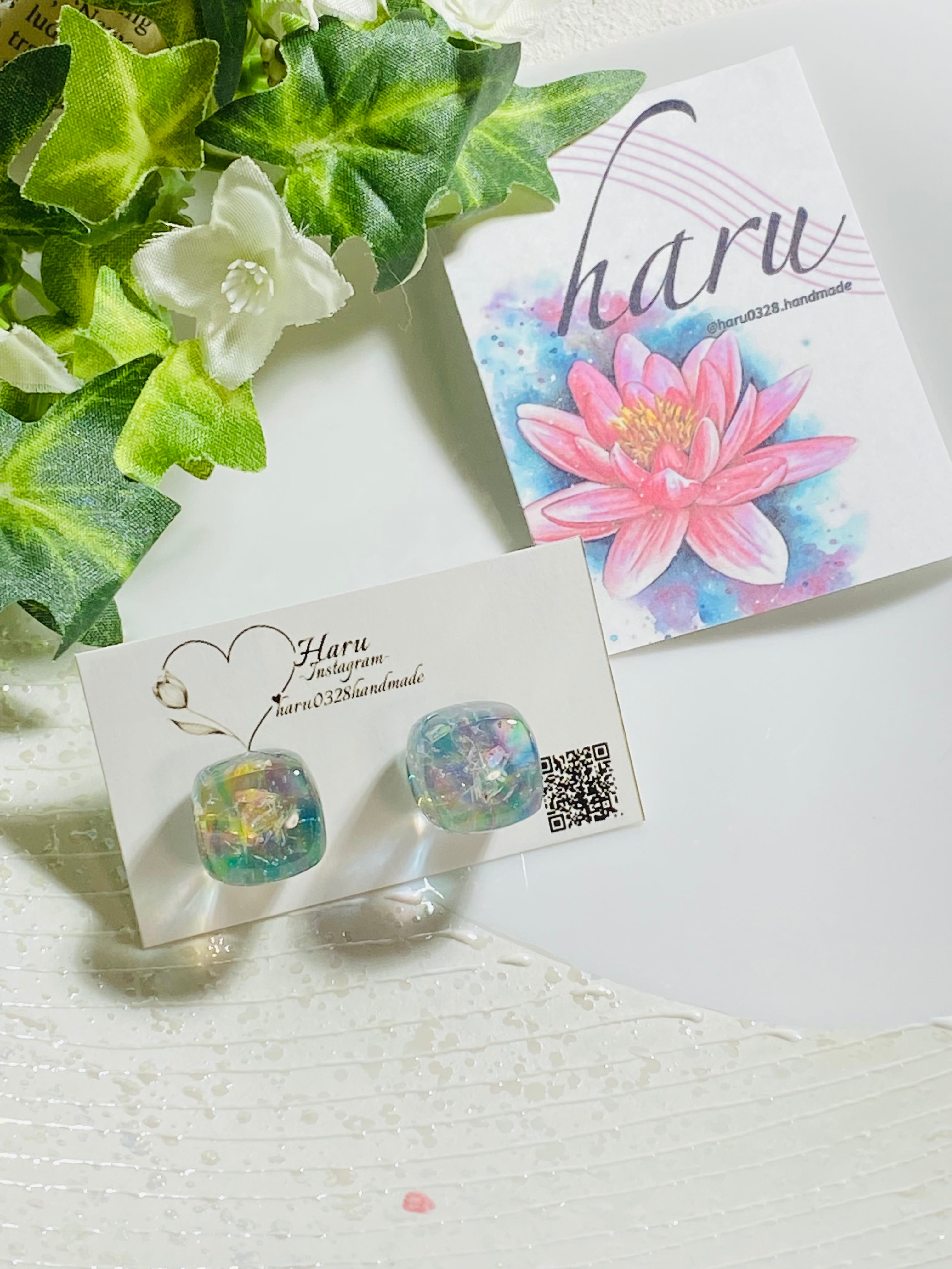 レジンピアス ハンドメイドアクセサリー レジン シャボン玉 アイスキューブ