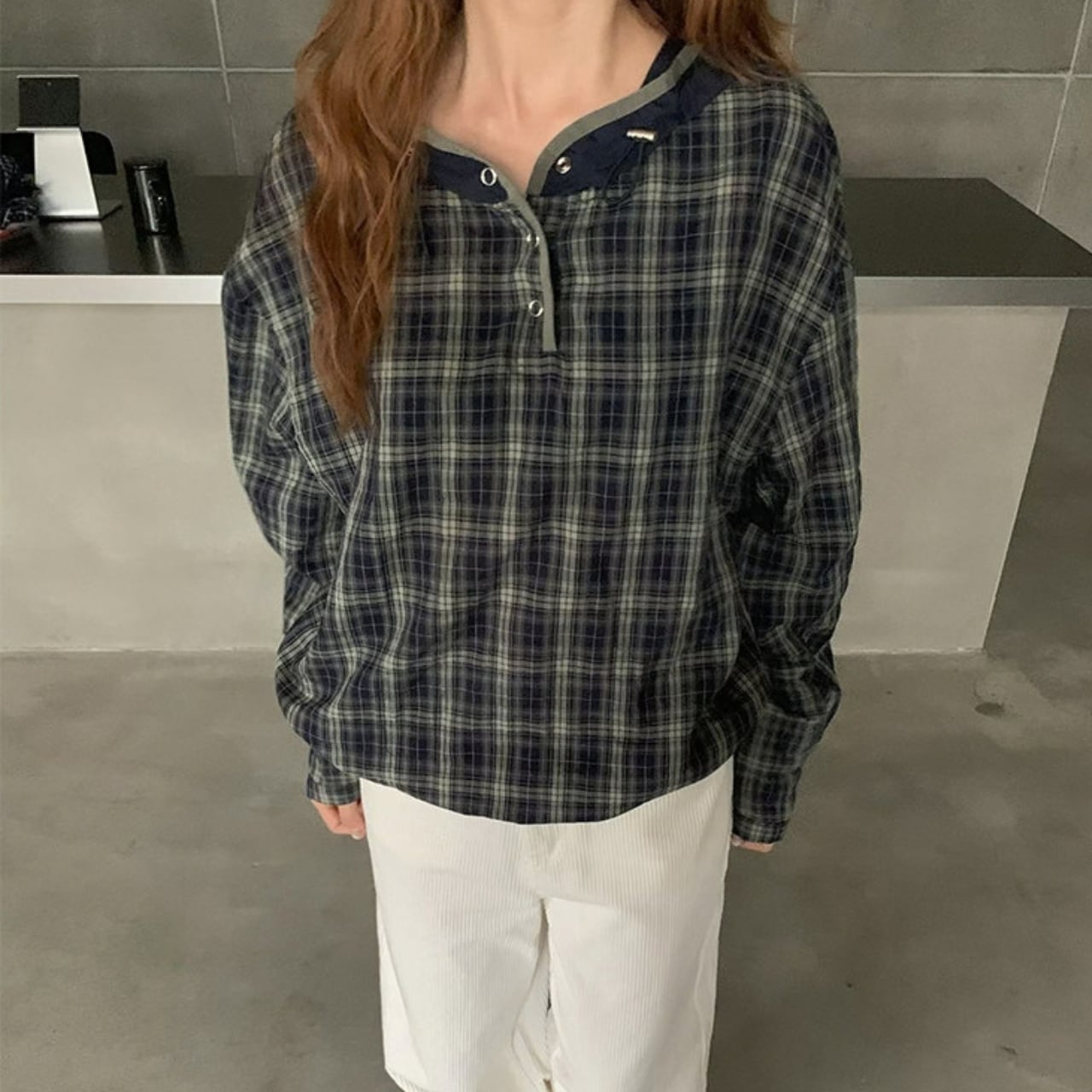 Hooded Check Shirt 2col W00308