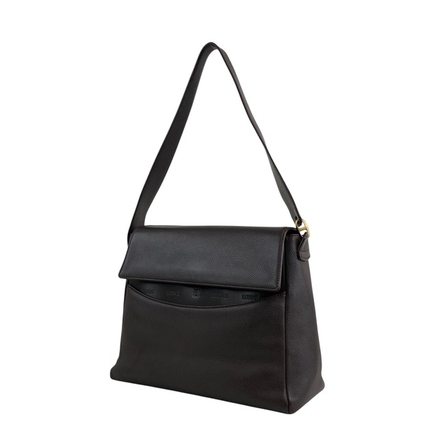 LOEWE ロエベ ショルダーバッグ ダークブラウン ロゴ レザー フラップ vintage ヴィンテージ オールド siikib