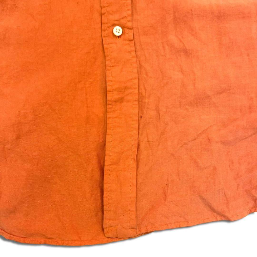 90s ポロ ラルフローレン リネン シルク 半袖シャツ 2XL オレンジ