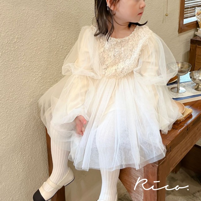 《即納》candy sleeve tulle dress