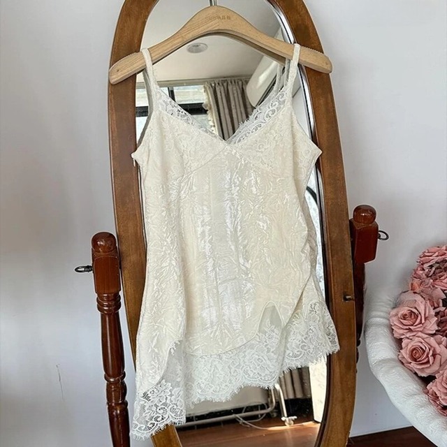 Lace long camisole　V2313