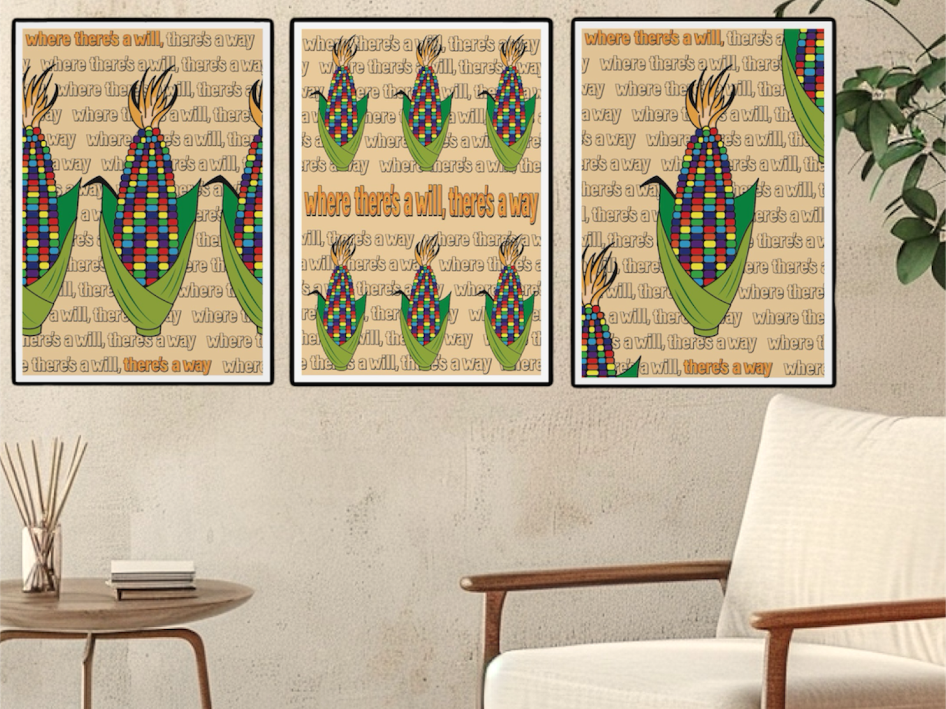 DHD(M)013【フレーム付きインテリアポスターA2　とうもろこしⅡ】