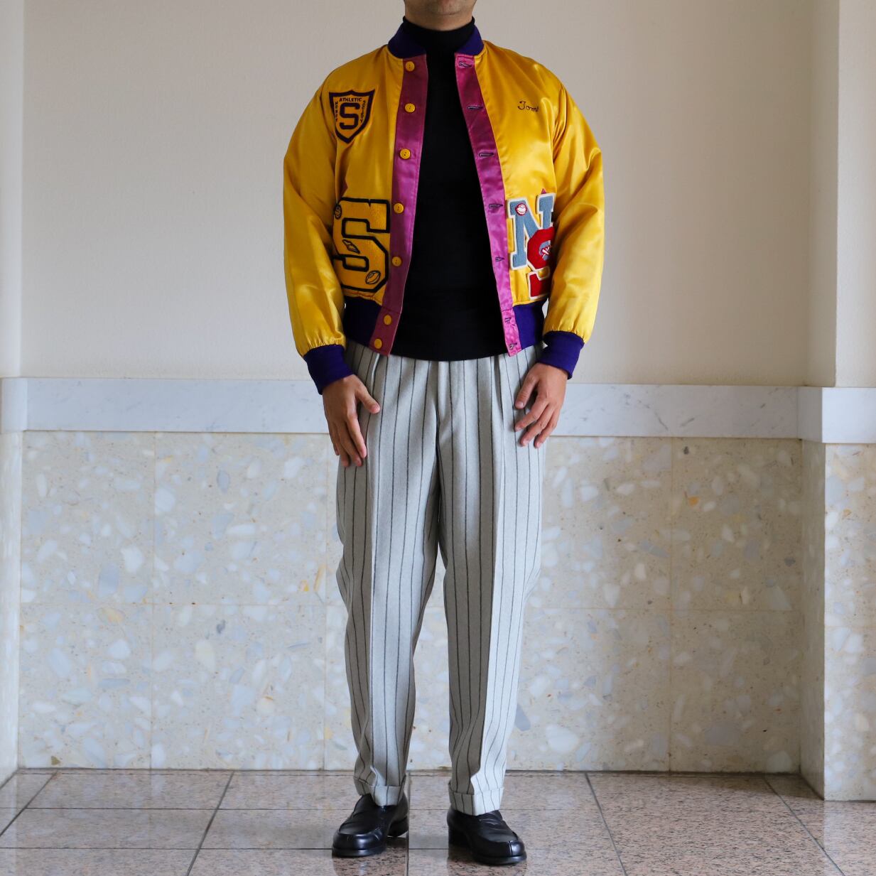 極美品】40s special vintage jacket satin fabric blouson made in