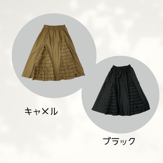 【セレクト】ギャザーたっぷりフレアースカート <キャメル>93011 - 画像3
