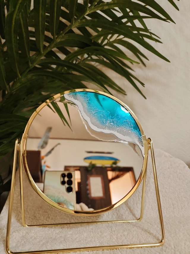 214.オーシャンレジンアート スタンドミラー