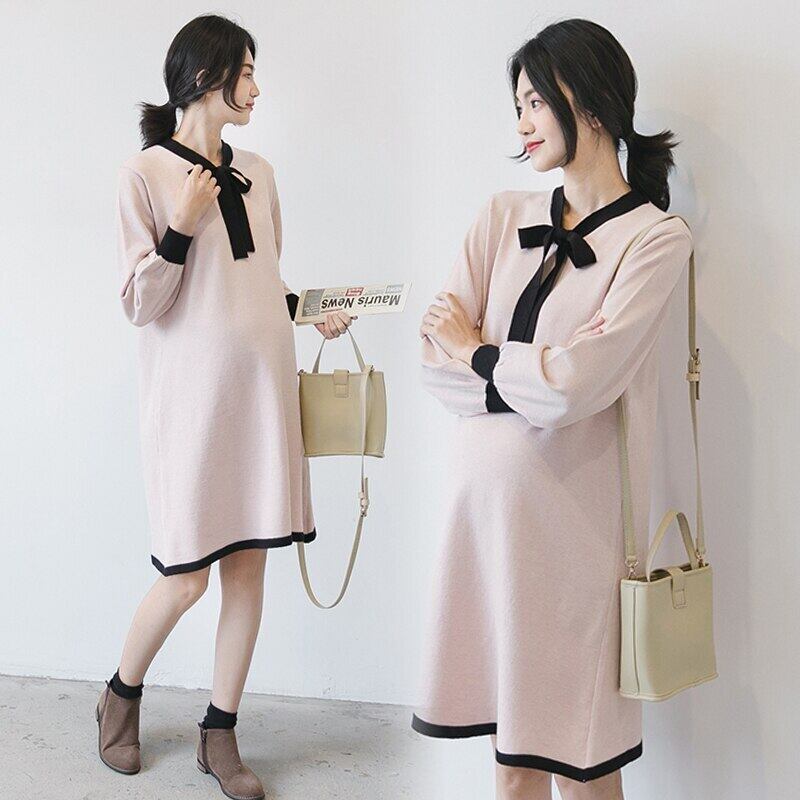 【新作】【送料無料】 7890＃秋のニットマタニティドレスストレートゆったりとした服妊娠中の女性妊娠 オータム 秋物 AL expec474550182592