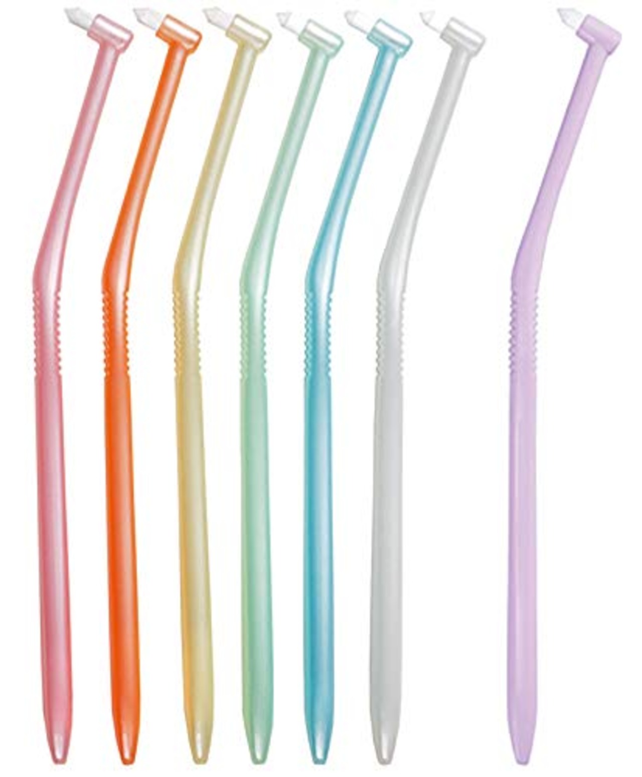 L ＡＰＩＳ：歯科専用 ワンタフトブラシ 部分磨き 矯正用 スウェーデン式 ふつう アソート 7本 キャップ1個付