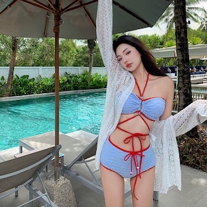 【2点セット】ビキニ モノキニ ワンピース ホルターネック セクシー 海辺 おしゃれ感 水着 着痩せ hot girl ビーチ XH7-DP-A10476