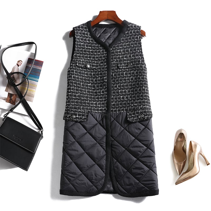 キルティングツイードロングジレ A614