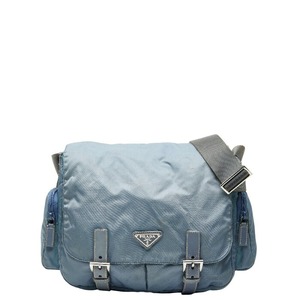 プラダ 三角ロゴプレート ショルダーバッグ メッセンジャーバッグ BT0503 ライトブルー ナイロン レディース PRADA 【中古】