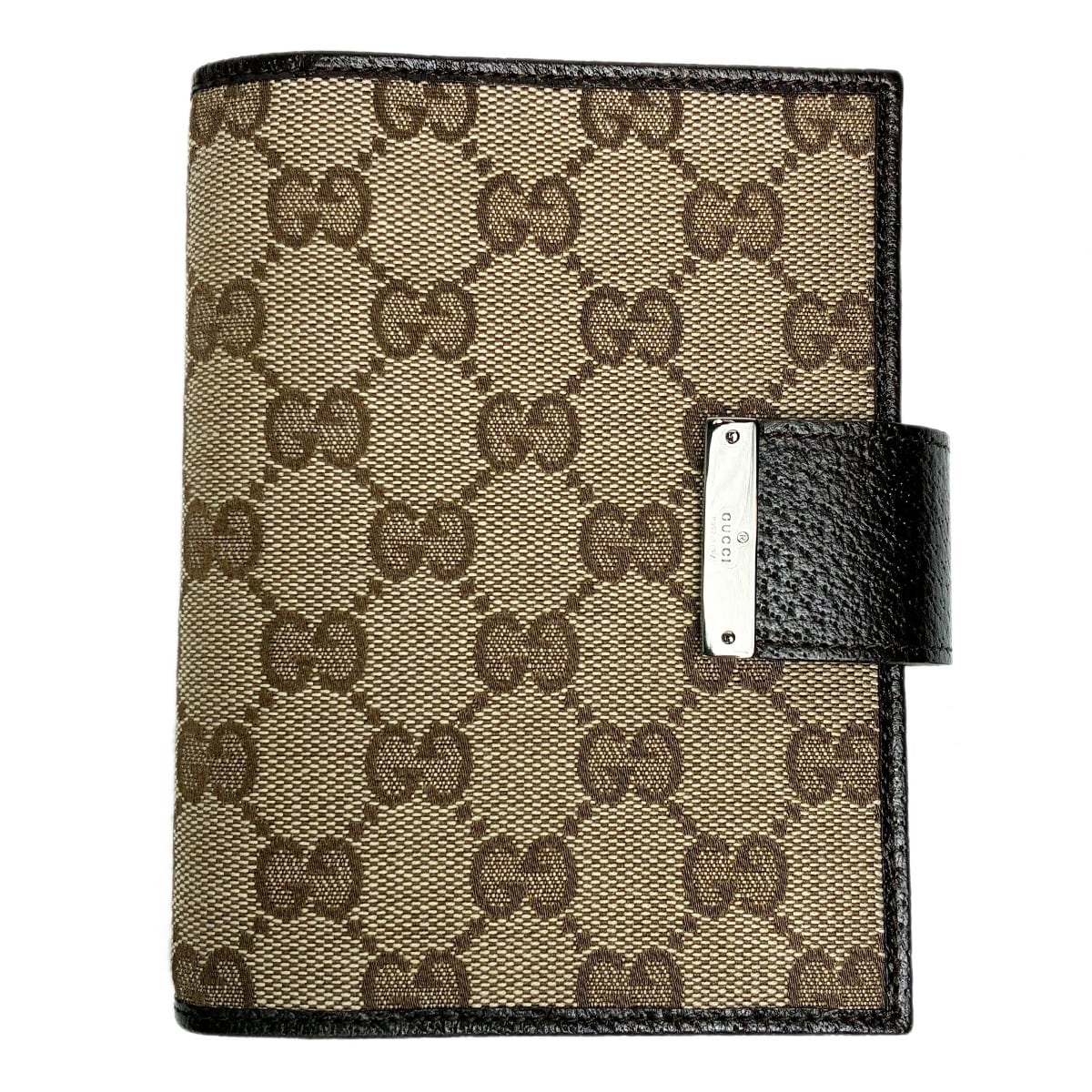 中古】 グッチ GGキャンバス アジェンダ 手帳 6穴式 レザー 115240