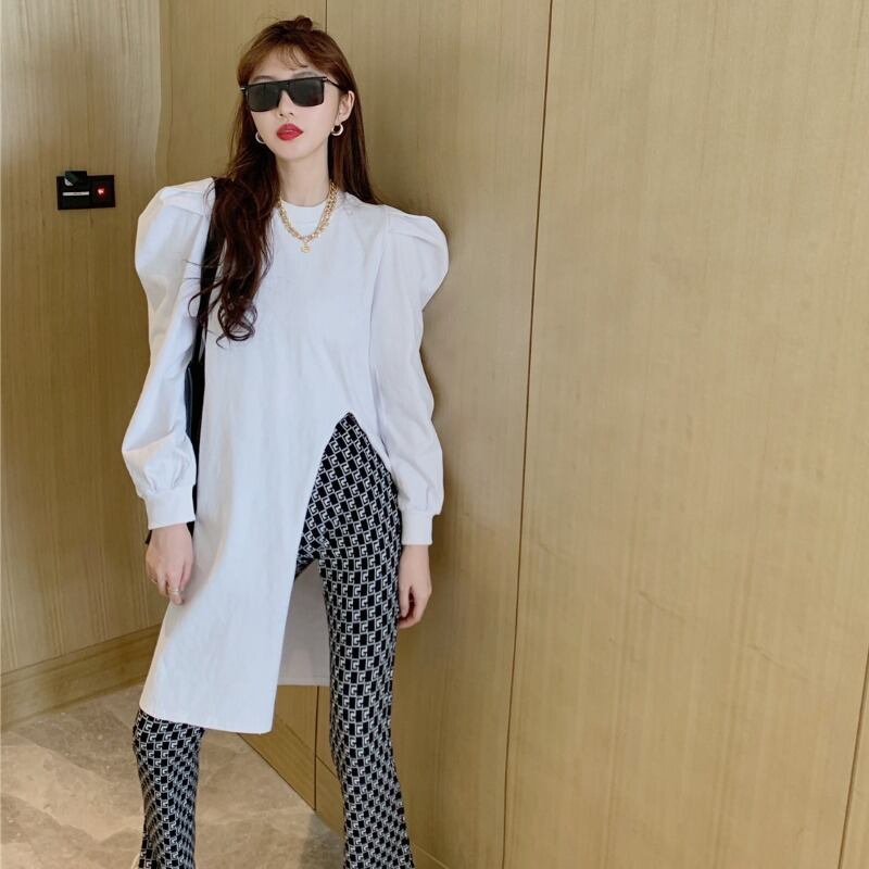 ホワイトセーター スプリングオータムルーズトップス ロング 春物 秋物 1号婦人63563252109