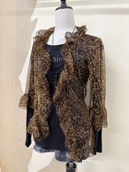 leopard sheer ruffle blouse