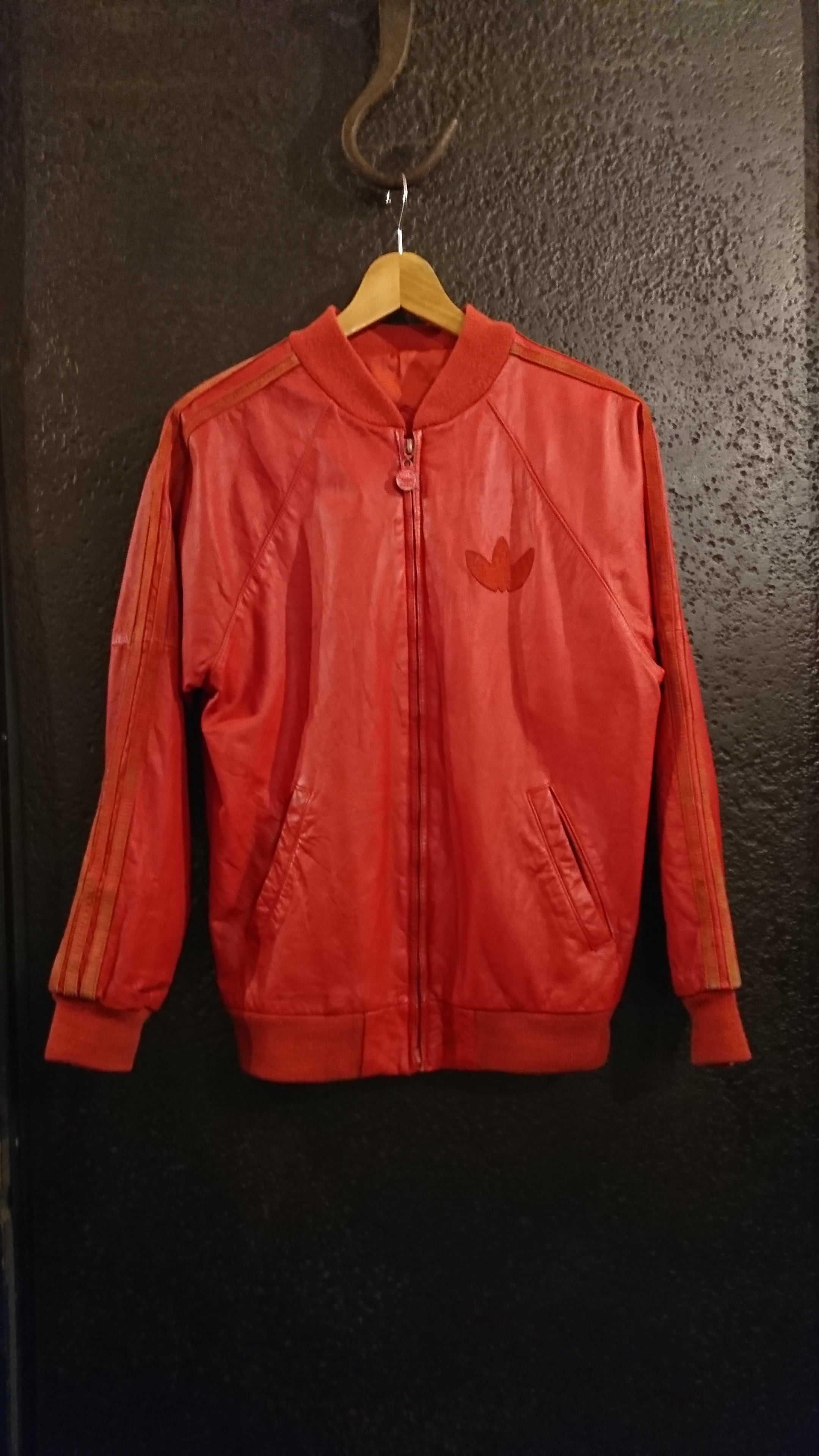 1980s "adidas Leather Track Jacket" Red × Red BOW & ARROW STORE