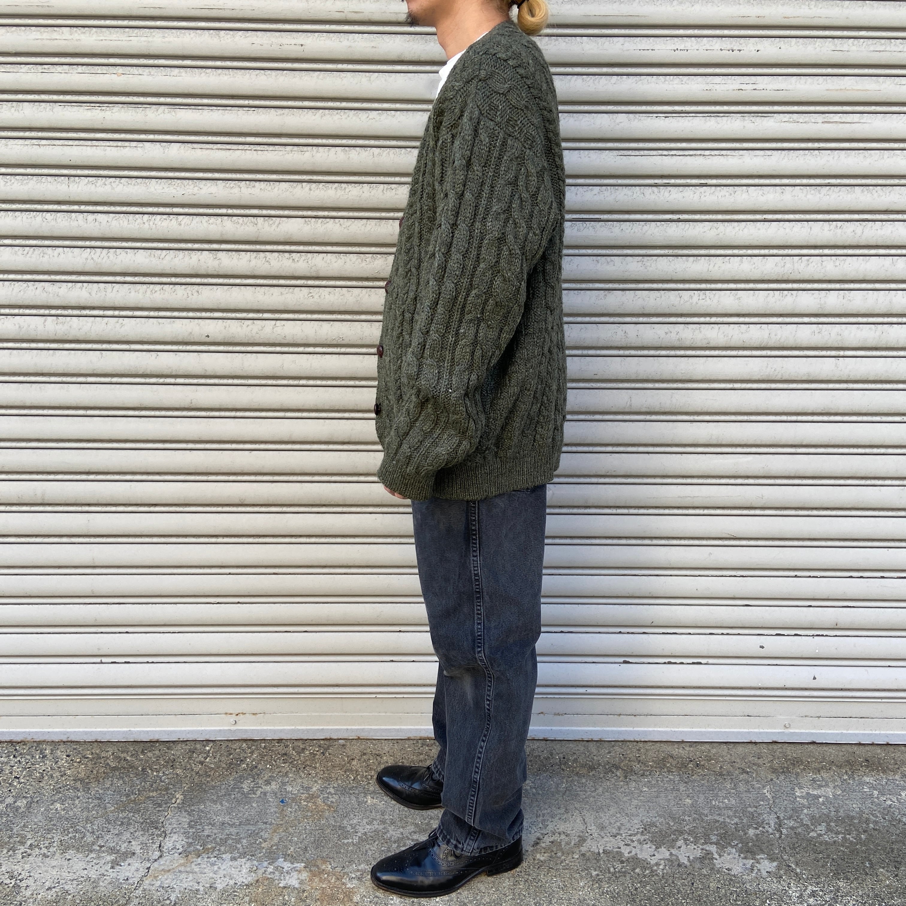 L.L.Bean フィッシャーマンカーディガン アイルランド製 カーキ XL