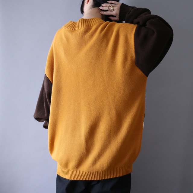 fake suede gizagiza switching design XXXL over silhouette knit sweater