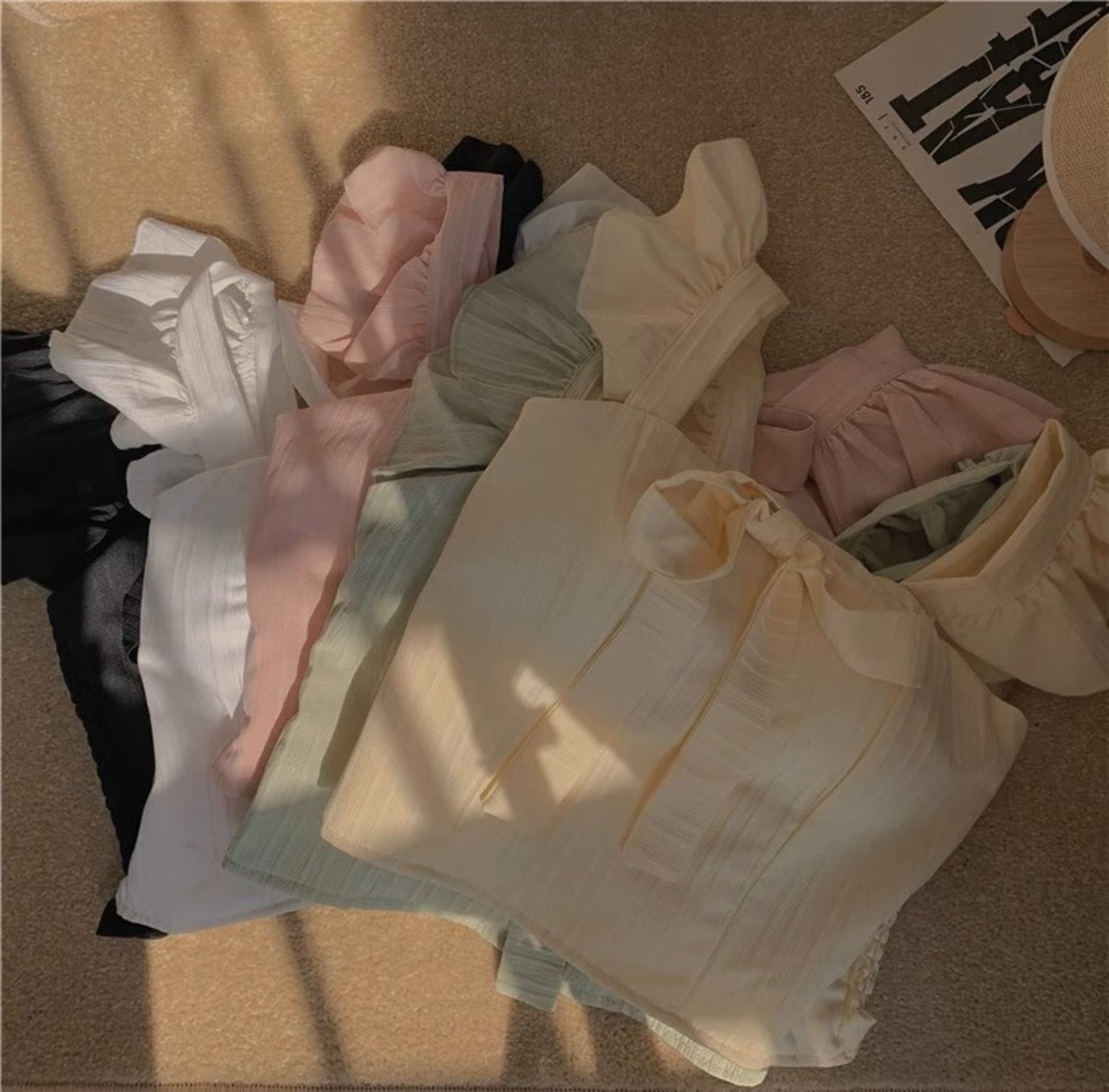 リボンショートトップス D1307