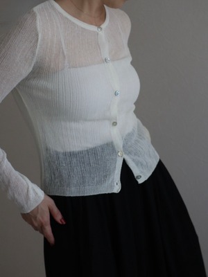 fine mesh knit cardigan (ivory)