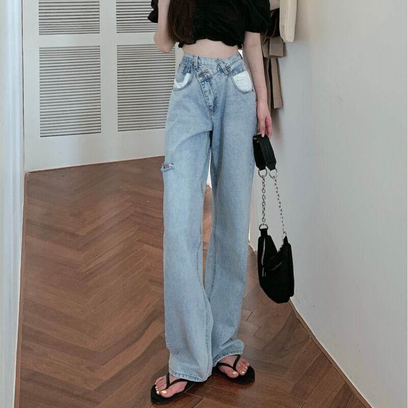 スタイルジーンズ スプリングオータムルーズパンツ ハイウェスト レッド 春物 秋物 YY-ファッション69161942779