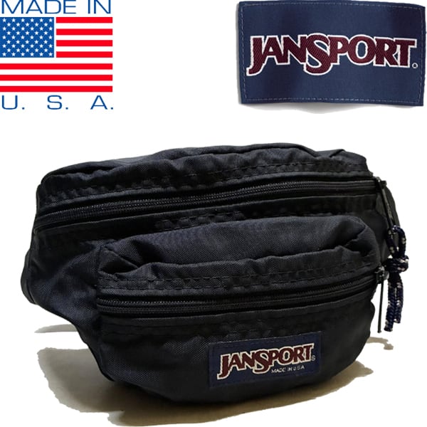 1点物◇USA製ジャンスポーツ黒ウエストポーチ鞄ボディバッグ古着メンズ