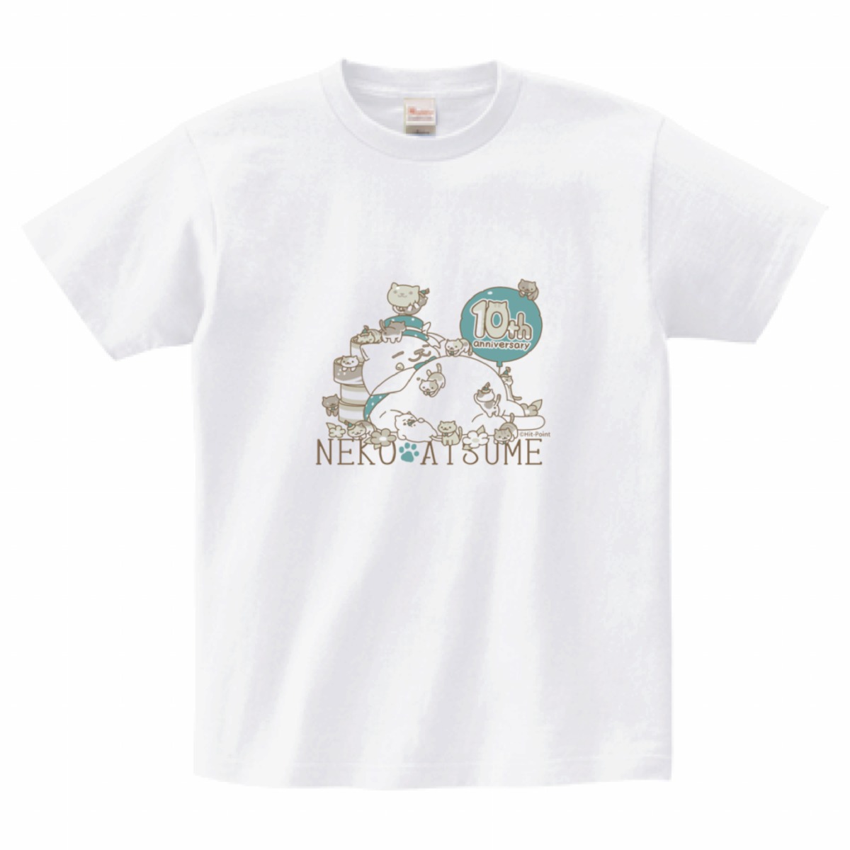 受注生産品】ねこあつめ 10周年Tシャツ まんぞくさんバルーン