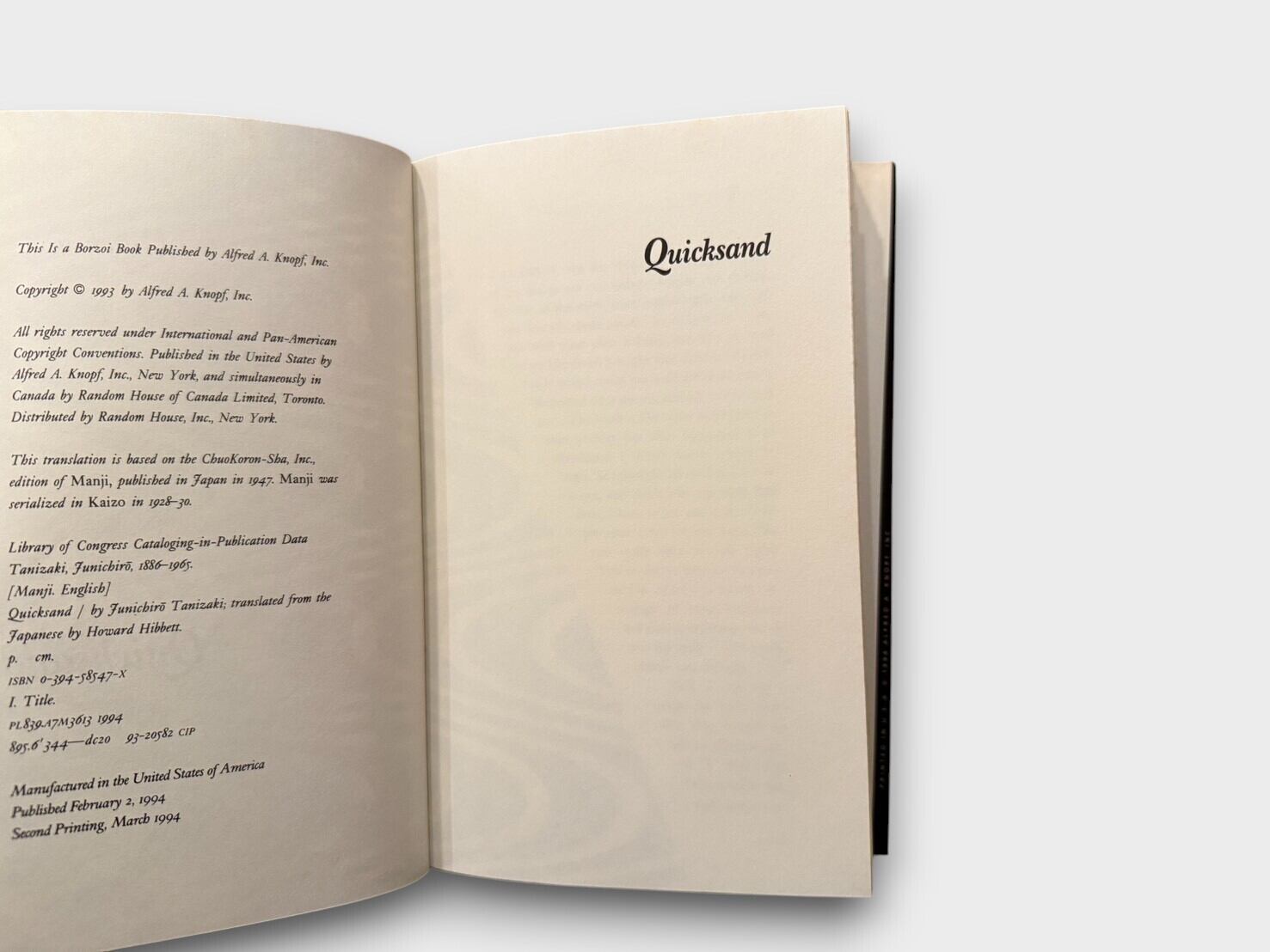 SJ858】【FIRST ENGLISH EDITION】【SECOND PRINTING】Quicksand(1994
