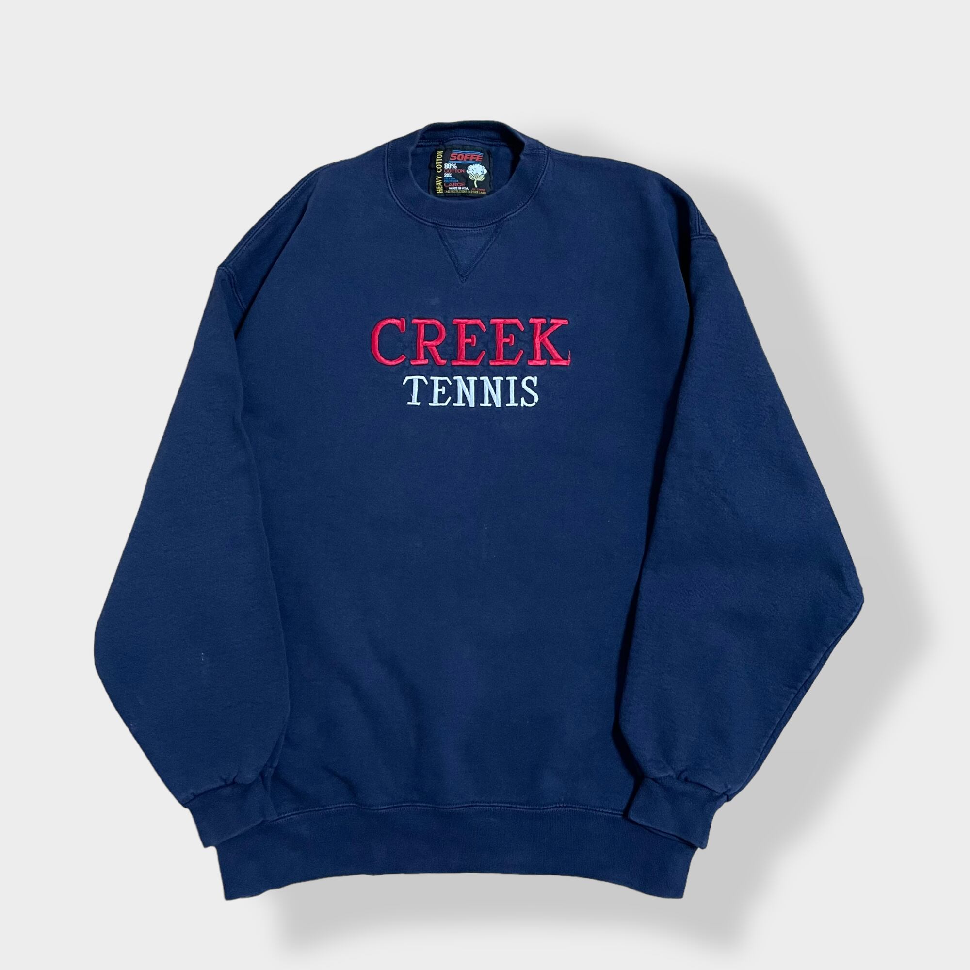 SOFFE】90s USA製 CREEK TENNIS 刺繍ロゴ スウェット トレーナー プル