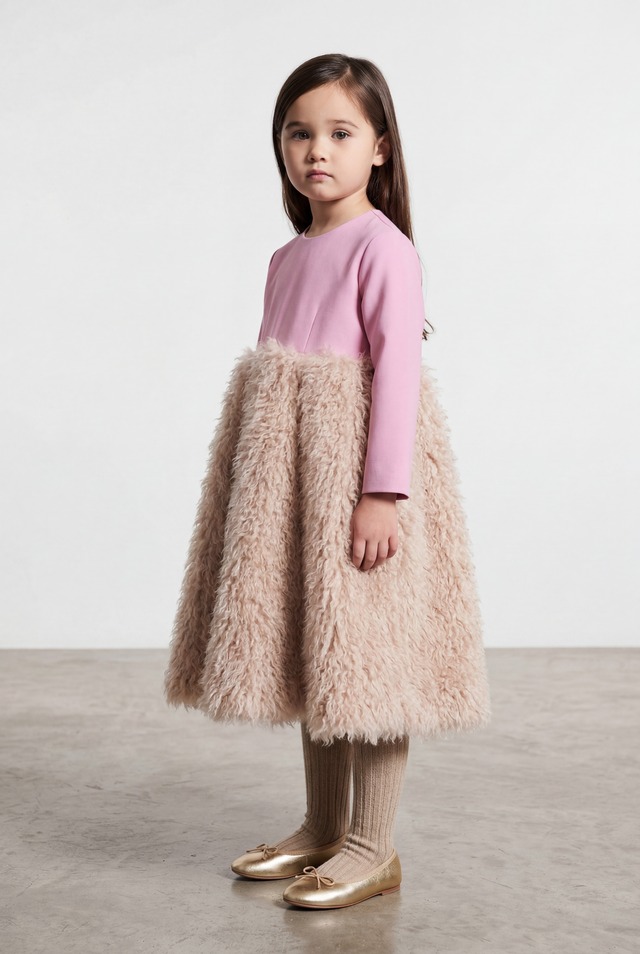 FUR T-DRESS RICH IVORY 6Y-11Y