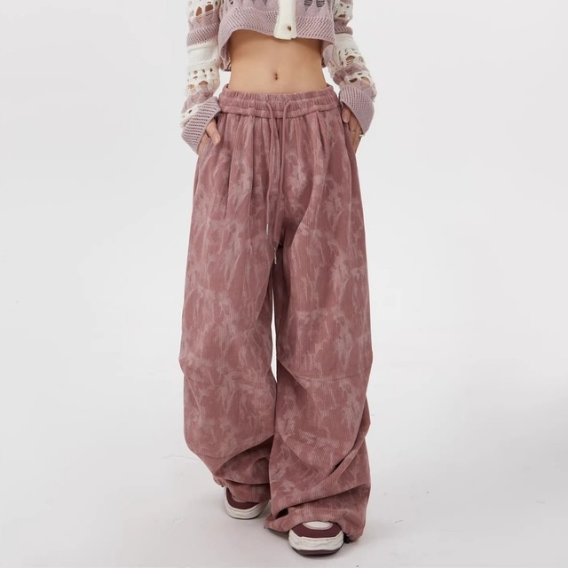 ダイダイパターンルーズフォルムドローストリングパンツ 3col   R02118