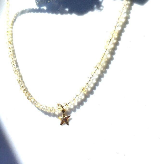 【一点物】【14KGF】✦11月の誕生石✦the first star of evening...お星様とシトリンのネックレス⋆.·✦