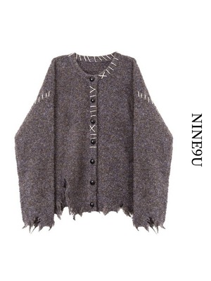 damage stitch knit cardigan【NINE9762】