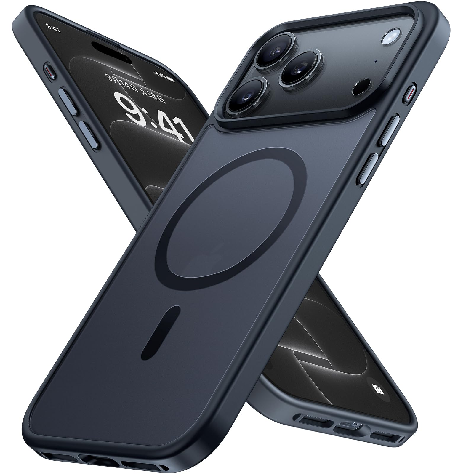 Miracase iPhone 18 Pro ケース【MIL米軍規格】耐衝撃 傷防止 指紋防止 黄ばみ防止 25W急速充電対応 半透明 黒