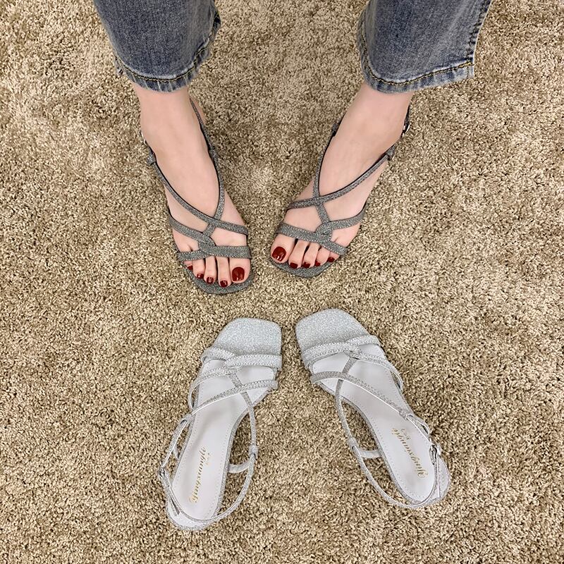 サンダルサマーレッドスタイルクロスバックルヒール ハイヒール 靴 シューズ 夏物 部族の婦人靴75505028412