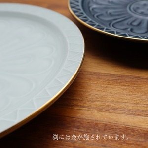 有田焼　渕金天平瓦マット釉5.5寸皿（ルリ・白） 33-051