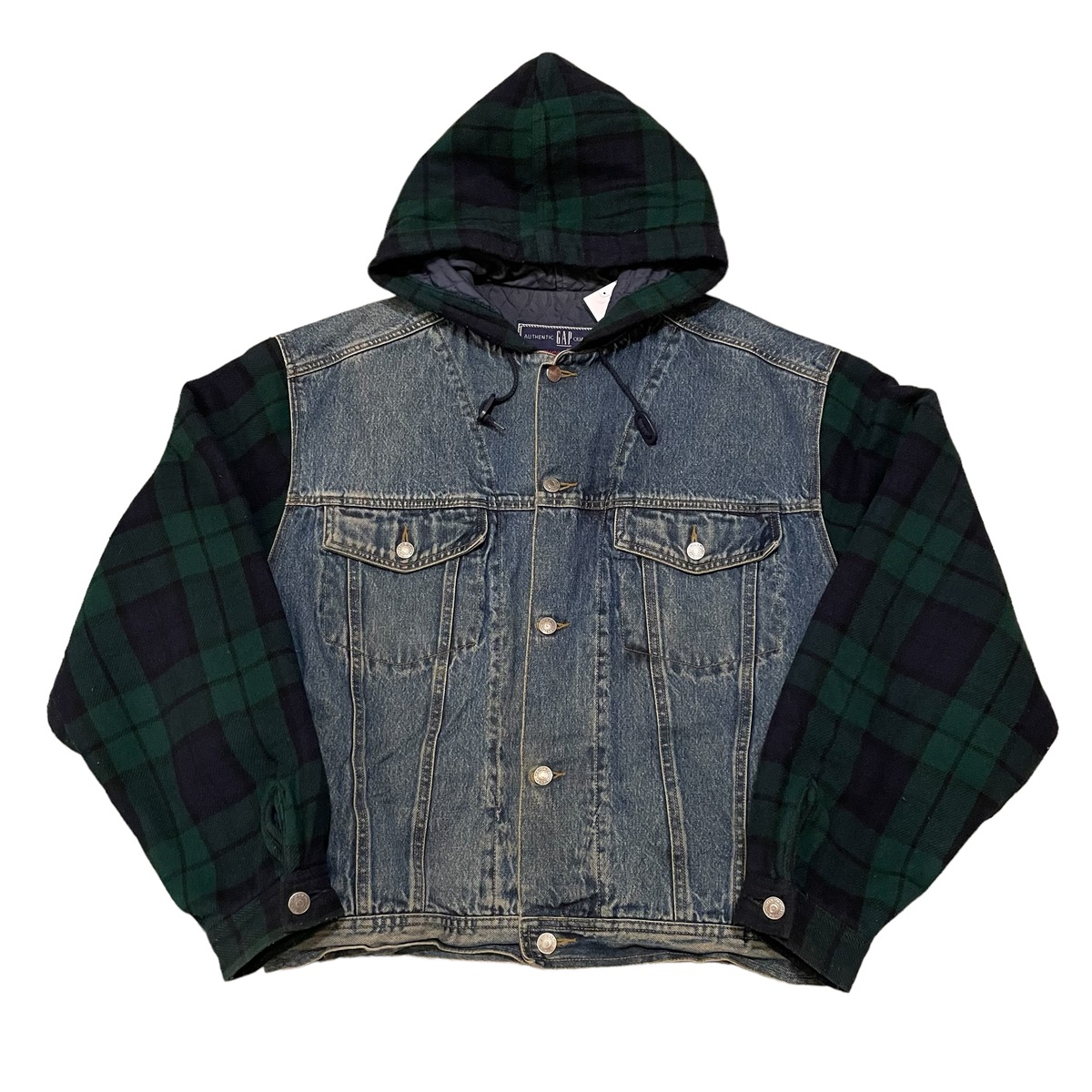 90s GAP wool×denim black watch jacket What’z up