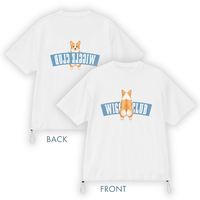 TURN AROUND Drawcord Tee -White-　[T0018]
