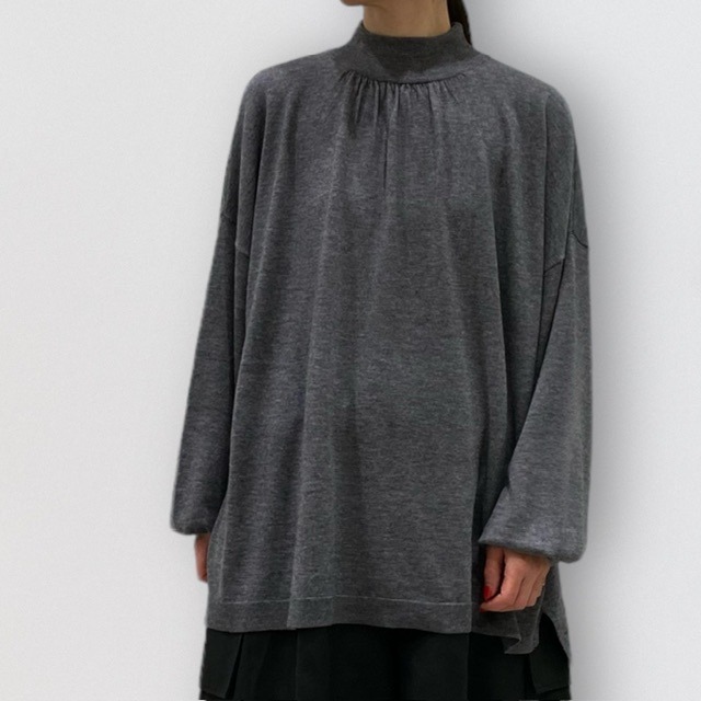 mizuiro ind high neck puff slv pullover