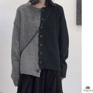 アシンメトリー カラーブロック カーディガン M 11274