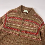 Crocodile クロコダイル 裏地付き フェアアイル ウールニット ジャケット サイズ L /ジップアップ/レディース