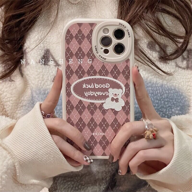 Iphone ケース くま クマ ベア パステルカラー ダイヤ柄 キュート ラブリー スマホケース Iphone13 Series Luluca 韓国トレンドファッションluluca ルルカ