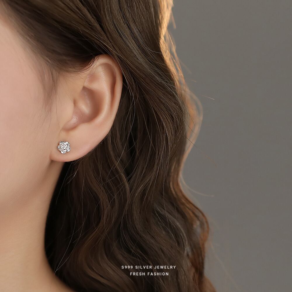 K18鏡面仕上げ ピアス シルバー999 レディース アクセサリー | Daimaruya
