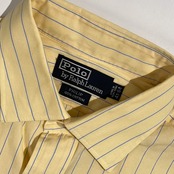 90s 00s Polo by Ralph Lauren ポロ ラルフローレン PHILIP ストライプ 長袖 ワイシャツ ドレスシャツ 41-84 /イエロー×ブルー系 メンズ ビンテージ