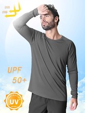 [KEFITEVD] 水着 メンズ ラッシュガード 長袖 tシャツ UV カット 速乾 通気 スポーツウェア 長袖tシャツ 軽量 ポリエステル インナー 春秋 釣り 服 ダークグレー M
