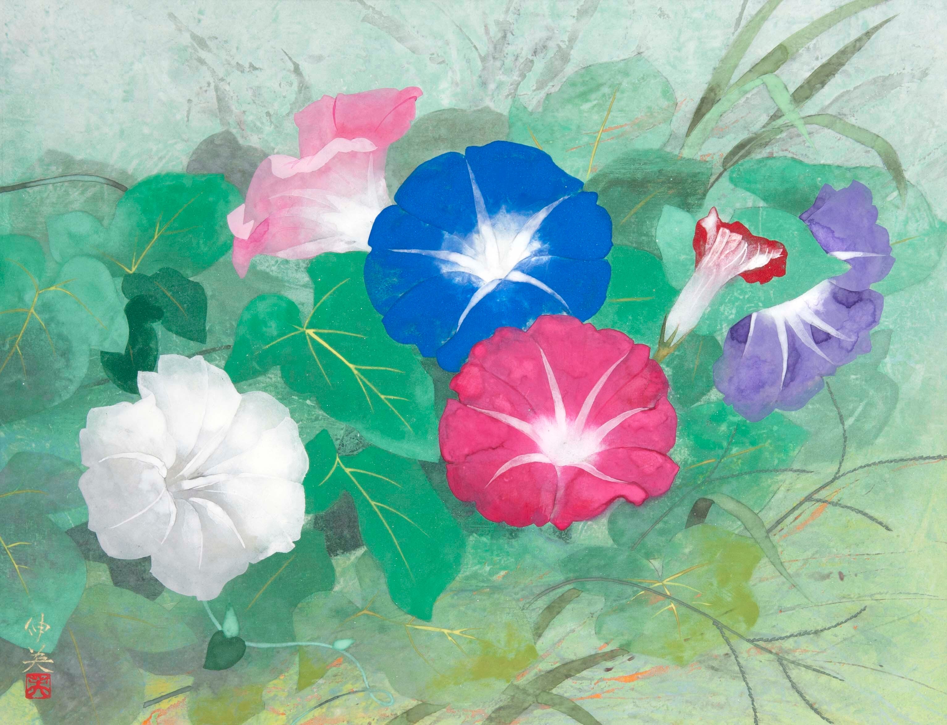 朝顔（日本画）Morning Glory | 牧野伸英の日本画ショップ -Nobuhide