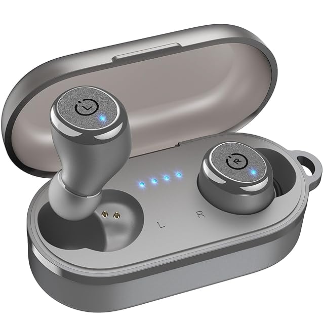 ワイヤレスイヤフォン グレー USB Type-C 骨伝導イヤホン ワイヤレスイヤホン 片耳 両耳 片耳掛け 大容量充電