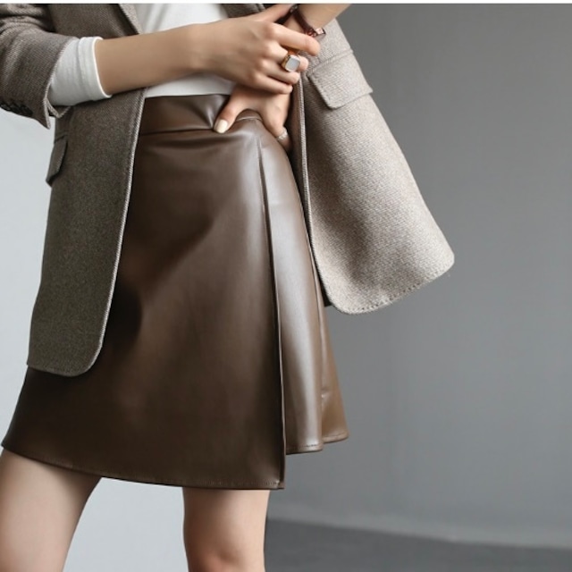 Eco leather mini skirt　301567