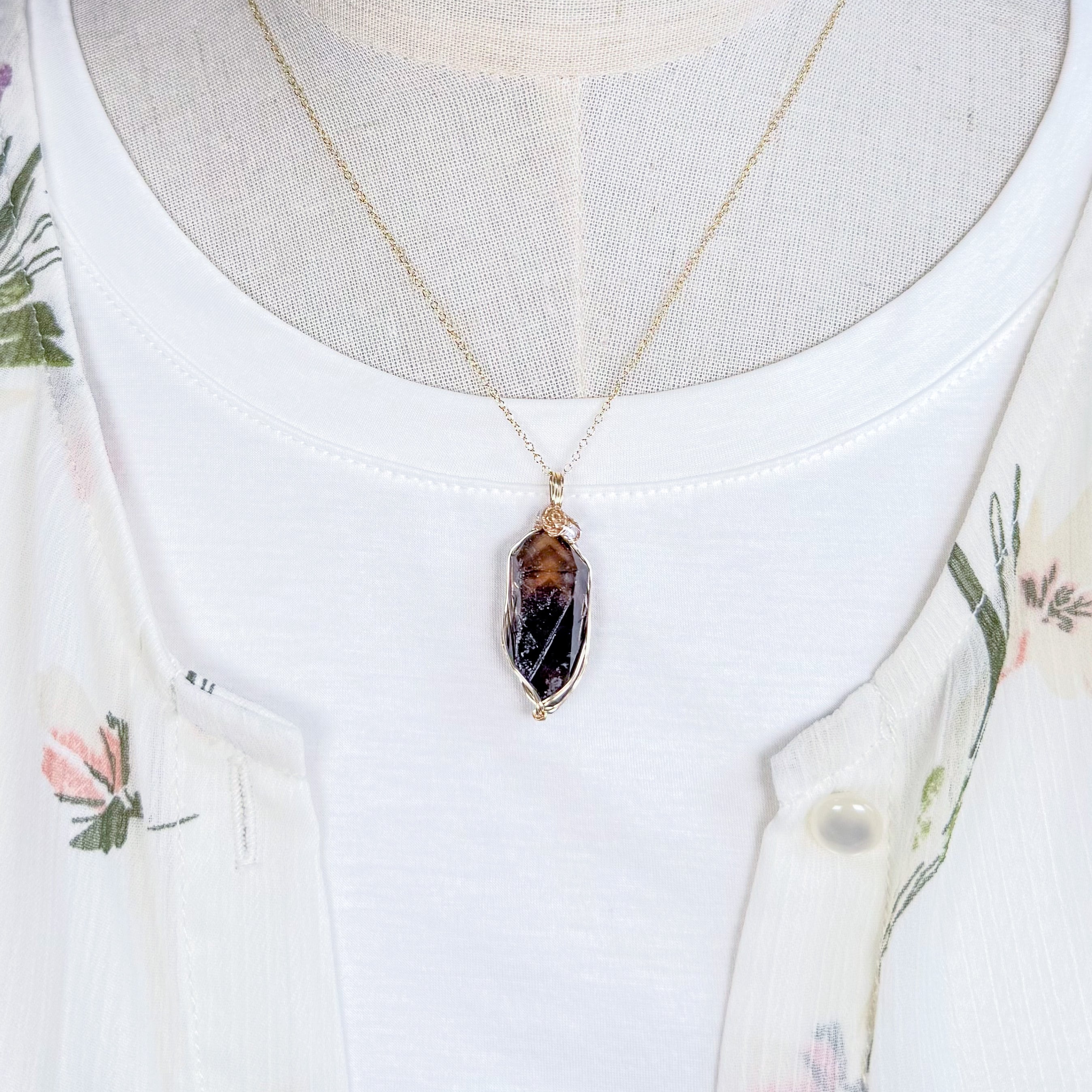 高千穂黒水晶の14kgfネックレス | sunday shop〜宮崎水晶アクセサリー〜